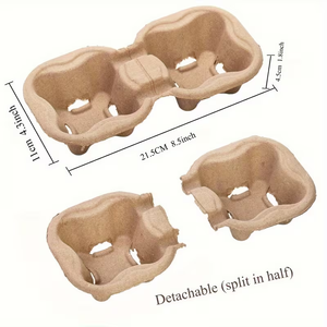 Bandeja <span class=keywords><strong>de</strong></span> Papel Biodegradable <span class=keywords><strong>de</strong></span> Una Sola Pared para 2 Vasos, Portavasos Ecológico para Café, <span class=keywords><strong>Vino</strong></span> y Bebidas para Llevar - Product Image 4