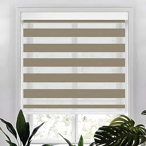 Customized Cordless Durable Room Darkening Horizontal Sheer Shades Dual-layered Zebra Roller Window Blinds