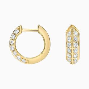 Trendy 10K Yellow Gold Rhodium Plated <b>Huggie</b> <b>Hoop</b> <b>Earrings</b> Lab Grown Diamonds IGI Certified High Quality Fine Jewelry for Export - Product Image 3