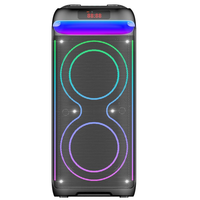 Speaker Multimedia nirkabel 8 inci, Speaker Subwoofer Karaoke Multimedia kekuatan tinggi DJ pesta lampu LED nirkabel speaker 8 inci