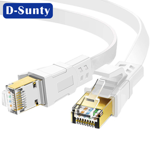 สายอีเธอร์เน็ต D-sunty Cat8 แบบแบน 30awg ความเร็วสูง 40Gbps 2000Mhz Cat 8 ทองแดงเปลือย RJ45 สีขาว สายแพทช์คอร์ดสำหรับคอมพิวเตอร์ - Product Image 5