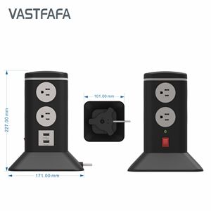 Vastfafa Multiprise verticale pivotante 8 voies avec 8 prises CA 15A, ports USB, <span class=keywords><strong>norme</strong></span> UE CE pour technologie <span class=keywords><strong>NFC</strong></span>, usage résidentiel - Product Image 3