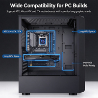 Boîtier de PC de jeu de taille moyenne avec panneau frontal en maille à flux d'air élevé, verre trempé, compatible ATX, M-ATX, ITX, pour ordinateur de bureau