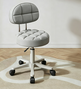 Modern Tufted Barber Chair Swivel Salon <b>Stool</b> Height Adjustable Upholstered <b>Seat</b> Rolling Back Chair for Beauty Studio - Product Image 5