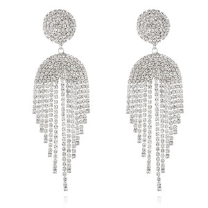 Pendientes de moda al por mayor, nuevos, con diamantes de imitación, diseño circular largo, borlas y cadena de garra, para Europa y Estados Unidos - Product Image 5
