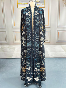 <span class=keywords><strong>Abaya</strong></span> ouverte Miyake 2025 <span class=keywords><strong>Grande</strong></span> <span class=keywords><strong>Taille</strong></span> Modeste Vintage Florale Antistatique Infroissable Longueur Cheville Style Manteau Plissé Longue Robe Musulmane - Product Image 3