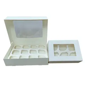 Nuova scatola di imballaggio per torte di Design colore Pantone Oem confezione da forno di dimensioni personalizzate scatola per Cupcake Kraft bianca