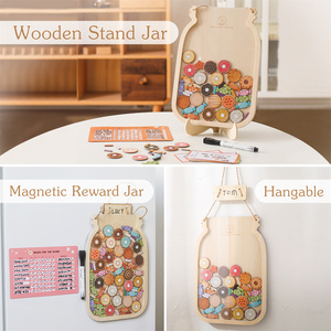 Pot à récompenses Montessori en bois avec étoiles colorées pour enfants, tableau des étoiles, tableau des tâches, pot à récompenses éducatif pour l'apprentissage de la propreté - Product Image 2