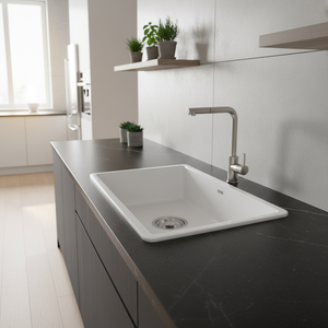 [BAEKJO] ENAMEL 540 WHITE Hand Crafted ENAMEL COLOR SINK with Deep <b>Square</b> Structure and <b>Scratch</b> Resistant Embo Surface - Product Image 3