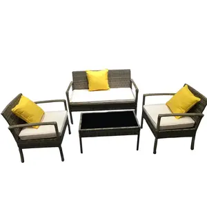 Ngoài trời Furniture Mới Đồ Nội Thất Mô Hình Bộ Sofa Màu Xám Đan Bằng Mây