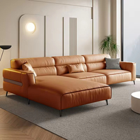 Canapé en L de style nordique simple, design moderne, en cuir, haut de gamme, avec coin détente pour salon