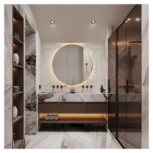 Meuble de salle de bain de luxe avec miroir et éclairage intégrés, vasque moderne et armoire de toilette - Product Image 6