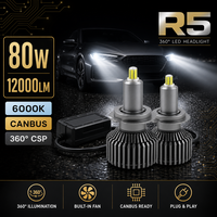 PROMOTION EXCEPTIONNELLE : Ampoules de phares LED R5 80W 120000M à puce CSP H1-H7/H4/H3/HB3/HB4, feux de voiture 9005 9006 Auto
