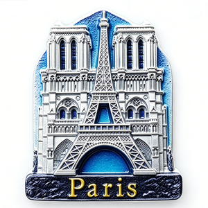 Imán Metálico para Refrigerador de la Torre Eiffel de París y Notre Dame, Recuerdo Plateado en 3D - Product Image 1