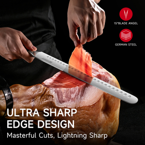 Keemake 12-inch dài thép carbon nhà bếp dao ABS xử lý 4116 Đức thép cho cắt ham brisket bền kim loại nhựa Grip - Product Image 6