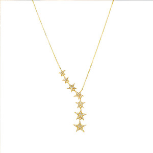 Collar con Colgante de Estrella Big Dipper, Microincrustaciones de Circonio, Cadena de Cobre con Eslabones en Forma de Flor, Collar con Dije de Perla de Imitación - Product Image 3