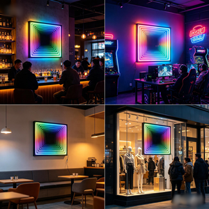 Espejo Infinito 3D con Luz LED, Marco de Acrílico y Aluminio, Decoración de Pared con Efecto Túnel RGB para Bares, Bodas, Hoteles y Exhibiciones Comerciales - Product Image 3