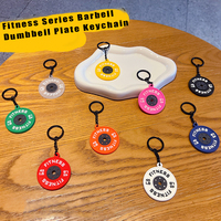 Porte-clés en silicone 3D personnalisable pour hommes, cadeaux de gym, haltères en caoutchouc pour l'exercice, porte-clés pour bouteille de gym