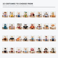 Costume d'Halloween pour chien et chat, tenue de cosplay amusante avec couteau-dague, salopette en jean à manches rayées et capuche pour petits chiens, fête d'automne