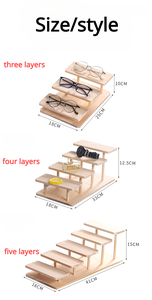 Cadre de présentation en bois pour lunettes, support de rangement en pin créatif pour bureau, support de rangement multicouche en bois massif - Product Image 6