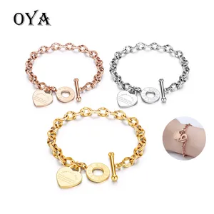 Oya Thời Trang Trang Sức Sang Trọng Mạ Vàng Bracelet Tình Yêu Bangle Phụ Nữ Thép Không Gỉ Heart Bracelet Trang Sức Chained Heart Bracelet