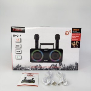 Portable for Karaoke Machine with 2 UHF <strong>Wireless</strong> <strong>Microphones</strong> and LED Lights Home Use PA Singing <strong>Speaker</strong> <strong>System</strong> - Product Image 2