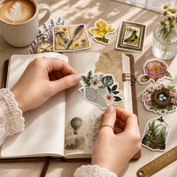 Autocollants personnalisés vintage fleurs et papillons pour journal, étanches, autocollants en vinyle découpés à la forme, pour scrapbooking et agenda