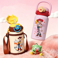 Bouteille isotherme pour enfants Toy Story 500ML en acier inoxydable 316 avec une seule couvercle et deux pailles, gourde avec sangle de transport