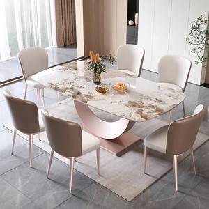 Moderner, schlichter Esstisch im italienischen Stil, rechteckig, leicht luxuriös, für kleine Wohnungen, nordischer Schiefer, glänzender Marmor, für den Heimgebrauch - Product Image 3