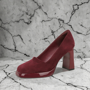 Zapatos de Tacón Alto Retro de Alta Calidad con Punta Cuadrada de Gamuza para Mujer, Estilo Mary Jane, Impermeables, con Plataforma y Tacón Grueso, para Primavera - Product Image 3
