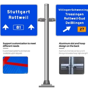 Poste de Señalización Vial de Aluminio Tubular en Forma de T con Doble Brazo para Carteles Publicitarios - Product Image 3