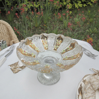 Verres à pied faits à la main incrustés d'or, décoration de luxe pour la maison, verre en cristal, verrerie Lalique, bol à fruits de mariage, ornement de rangement, dessus de table