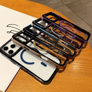 Funda de teléfono transparente de aleación de aluminio para iPhone 17 Pro Max 17 Air 15 16 14 13 12 11 Pro Max Armor Anti Fall Magnetic Cover - Product Image 1