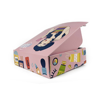 Boîte rigide biodégradable à ouverture facile, design personnalisé, mignonne, avec embossage de dessins animés, rose, pour emballage cosmétique et produits de beauté