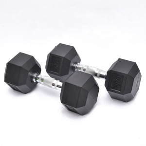 GYMKO Schwarze Freihantel Sets Gummibeschichtung Stahl Fitness Gusseisen Sechskant Kurzhanteln - Product Image 4