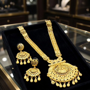 Juego de Collares Largos Chapados en Oro de 14K, 18K y 24K al por Mayor, Conjunto de Joyería de Latón Dorado de Moda, Diseño Tradicional - Product Image 5