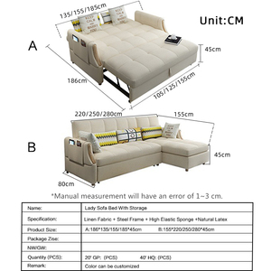 Canapé-<span class=keywords><strong>lit</strong></span> hybride orthopédique multifonctionnel Kino Chic avec couche de latex haute densité et support en acier - Product Image 6