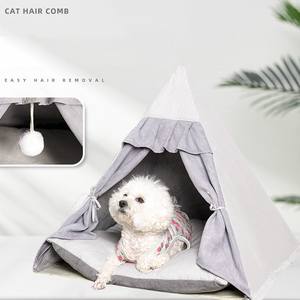 Tente <span class=keywords><strong>tipi</strong></span> pour animaux de compagnie en bois de pin respirant, personnalisable, amovible et lavable, 65x65x65cm, rembourrée en polyester, pour chiens et chats - Product Image 4