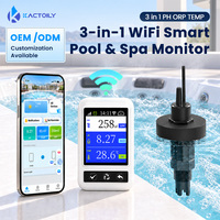 Sensor Pemantau Kolam Renang Cerdas 3 in 1 Akurasi Tinggi untuk Instalasi Pipa, pH, ORP, dan Suhu, Pemantauan Waktu Nyata untuk Kolam Renang dan Kolam