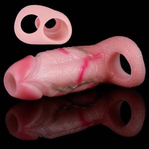 Gode en silicone pour homme Manchon creux pour pénis avec anneau pénien Petit pénis Gaine pour adulte Sex toy pour homme Manchon d'agrandissement du pénis - Product Image 4
