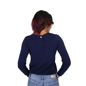 Women's Jersey DKE4615 <b>Blue</b> <b>Long</b> <b>Sleeve</b> Sweater Crew Neck Knit <b>Top</b> Casual Wear - Product Image 4