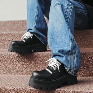 รองเท้าหนังอ็อกซ์ฟอร์ดทรงทันสมัยสำหรับฤดูใบไม้ร่วง พื้นหนา หัวมน เพิ่มความสูง ดีไซน์สำหรับธุรกิจ ระบายอากาศได้ดี ทำจากหนังแก้ว - Product Image 2