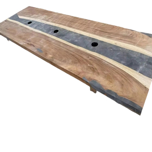 Unique Handmade <b>Epoxy</b> <b>Resin</b> Dark Walnut Slab Smart Dining <b>Table</b> - WiFi Bluetooth-Enabled Wood River WYL-<b>Epoxy</b> <b>Resin</b> Walnut Slab - Product Image 2
