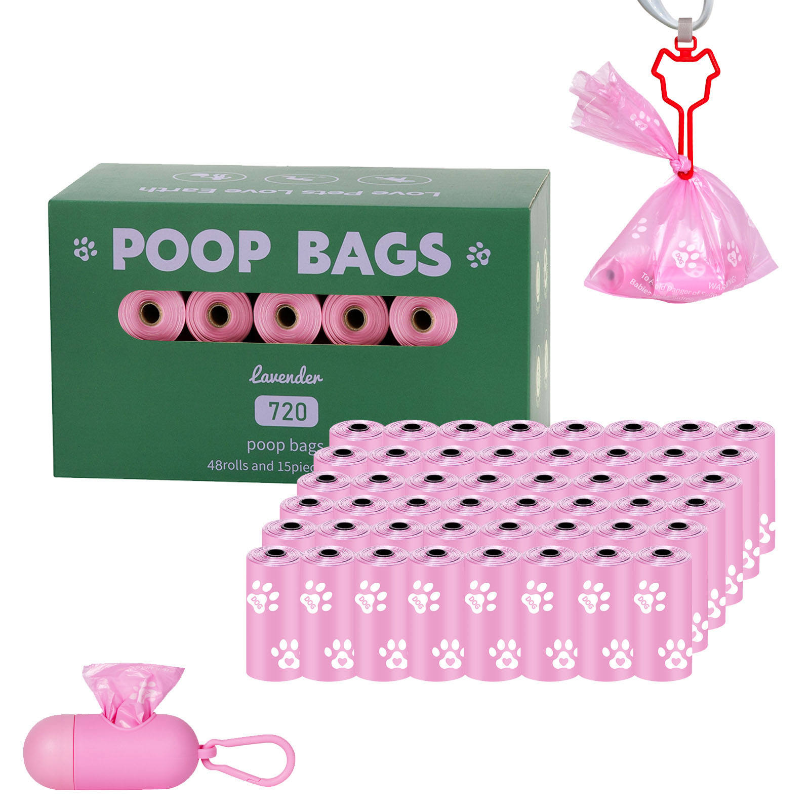 48 ม้วน สีชมพู+ที่จ่าย+คลิป