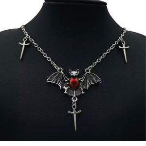Gothic Vampire Bat Pendant Necklace Halloween Jewelry Accessories for Women Men Blood Crystal Thorn Paganism Witch <b>Choker</b> Chains - Product Image 5