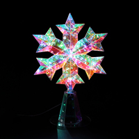 LED-Beleuchteter Holographischer Schillernder Schneeflocken-Christbaumspitzen-Dekor 30 RGB Warmweiße LEDs USB-Betrieben IP20-Zertifiziert Feiertagsdekoration