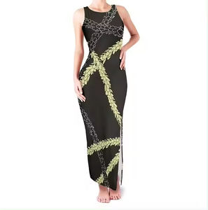 Robe longue d'été sans manches à col rond et double couture, motif philippin, personnalisable, pour petites commandes fabricant - Product Image 5