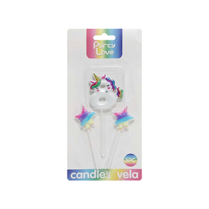 Bougies d'anniversaire non toxiques en cire de paraffine pour fête à thème licorne, numéro 8 avec deux étoiles, 3 pièces - Product Image 1