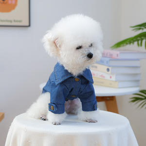 2025 siap untuk dikirim pakaian anjing Premium grosir pakaian anjing peliharaan jaket Denim kosong biru tua - Product Image 2