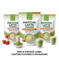 Poudre de matcha aromatisée saisonnière, saveurs fraise, caramel salé, épices de citrouille, mélange de boisson instantanée, OEM, marque privée